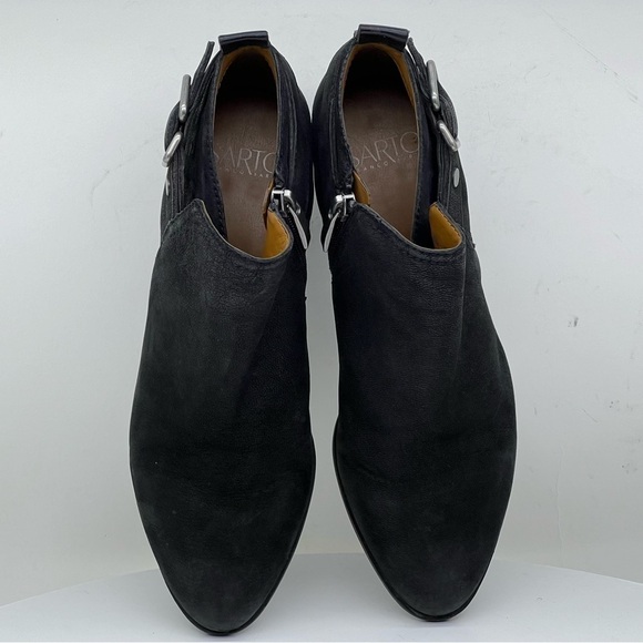 Franco Sarto Heeled Moto Boots Ankle Booties Black Leather Boho Western Fall - Picture 7 of 15